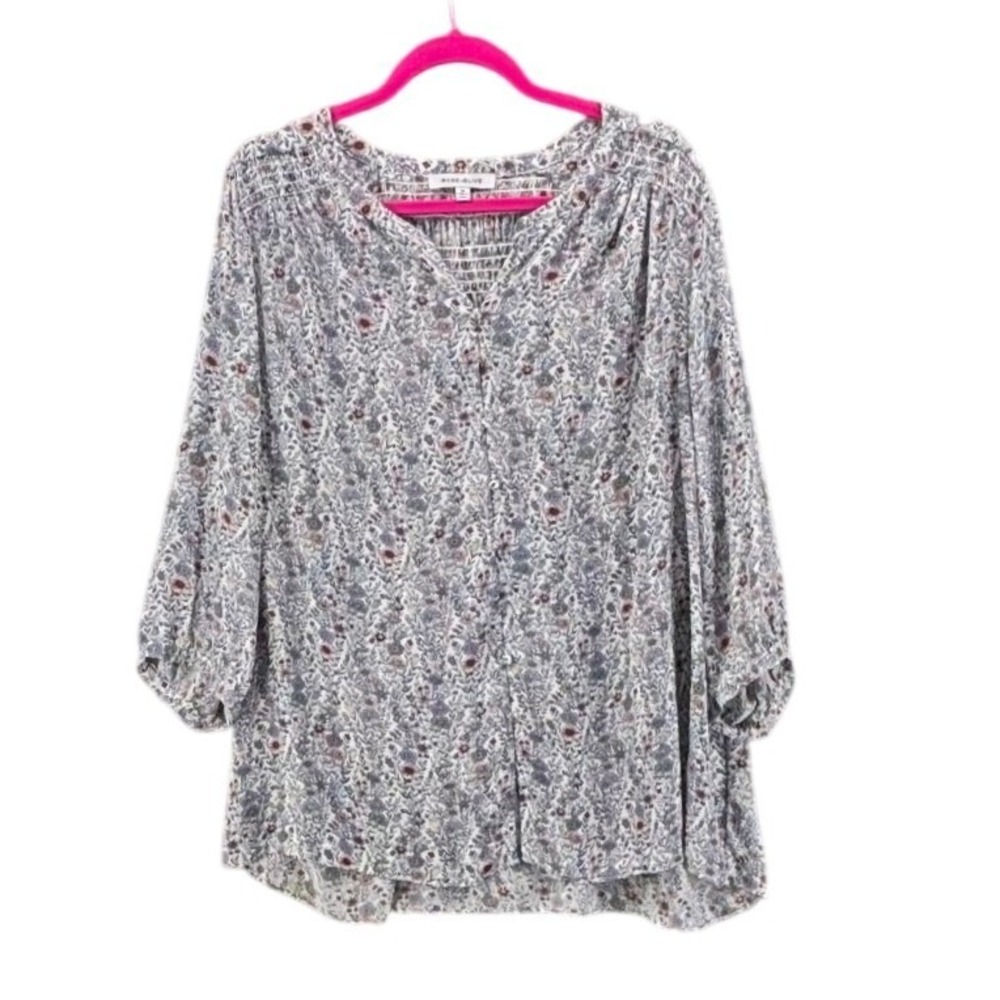 Rose And Olive Women Crepe Top Size 2X Ditsy Floral Career Office Lightweight